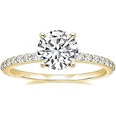 EAMTI 925 Sterling Silver 1.2 CT Round Solitaire Cubic Zirconia Engagement Ring Halo Promise Ring Size 3-13