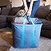 CleverMade Collapsible Laundry Tote, Large Foldable Clothes Hamper Bag, LaundryCaddy CarryAll XL Pop Up Storage Basket with Handles, Navy/Rose