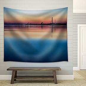 The Reflection of Twilight Scenery in The River - Fabric Wall Tapestry Home Decor - 51x60 inches