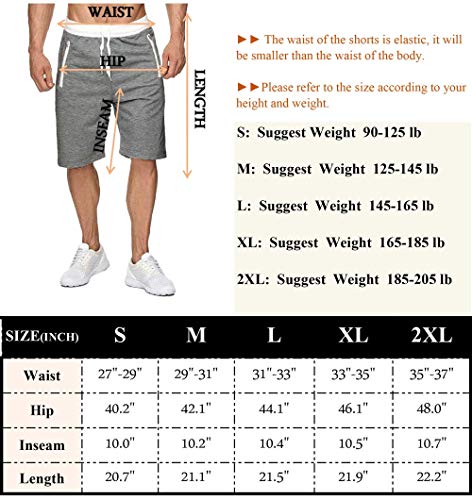 image for Voncheer Mens Elastic Waist Drawstring Summer Workout Shorts with Zipp