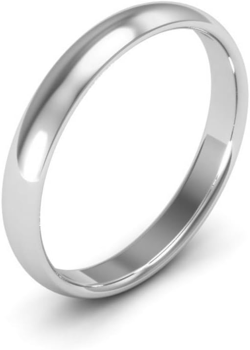 18K White Gold men's and women's plain wedding bands 3mm comfort-fit light