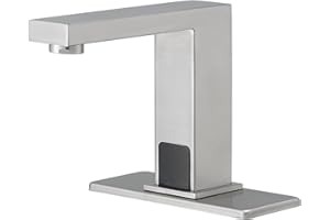 Bathfinesse Commercial Bathroom Touchless Faucet, Motion Activated Hands-Free Faucet, Mixer Tap Control Box and Mixing Valve, Brushed Nickel