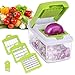 Benewell Vegetable Chopper, Kitchen Veggie Fruit Dicer Slicer, Food Cutter with 3 Interchangeable Blades Set, Food Container and Cleaning Brush for Onion, Potato and More - No-Mess Kitchen Gadgets