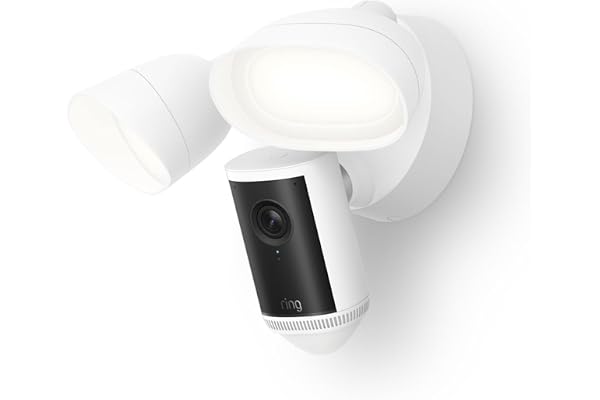Ring Floodlight Cam Pro, Wired (newest model), Home or business security, Retinal 4K with wide-angle video, 10x Enhanced Zoom, and 2000 Lumen Floodlights, White