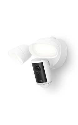 Ring Floodlight Cam Pro, Wired (newest model), Home or business security, Retinal 4K with wide-angle video, 10x Enhanced Zoom, and 2000 Lumen Floodlights, White