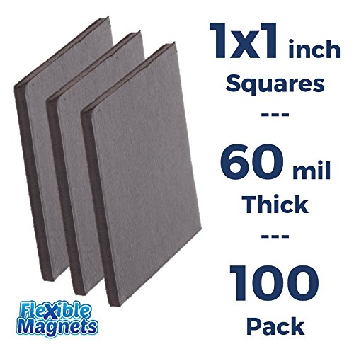 image for Pack of 24 Flexible Magnet Squares with Adhesive, 1/16
