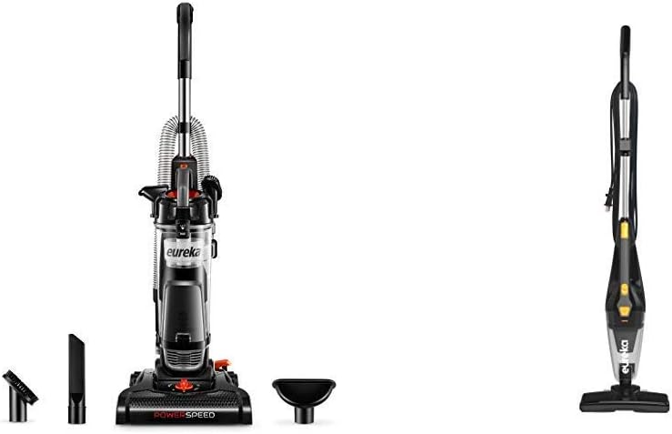 Eureka NEU180B Lightweight Powerful Upright, Pet Hair Vacuum Cleaner for Home, Graphite &NES210 Blaze 3-in-1 Swivel Lightweight Stick Vacuum Cleaner Dark Black