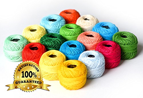 LE PAON Soft 10g Cotton Balls Rainbow Colors of Size 8 Perle/pearl Cotton Threads for Crochet, Hardanger, Cross Stitch, Needlepoint Hand Embroidery. All Different Colors (colorful Series)