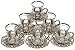 Set of 6 Turkish Style Tea Glasses with Brass Holder Saucer and Spoons Set Silver Plated 24 Pieces
