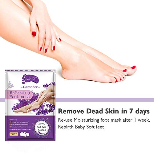 Foot Peel Mask 3 Pack and Moisturizing Hand Mask 3 Pack, Remove Feet