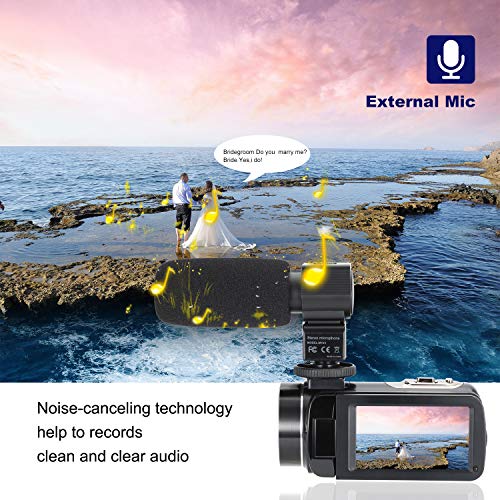 CofunKool Camcorder 1080P 26MP Video Camera WiFi Vlogging Camera for YouTube, 270° Flipping 3.0" IPS Touch Screen, IR Night Vision, with Microphone Remote Control Mini Tripod, Support USB, TV Output