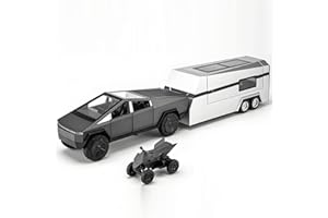 Powvan Cybertruck Toy Car Die-Casting Truck with RV Cyberquad Alloy Race Car Cyber Truck RV AVT Sound and Light Effect Gift for Boys Girls Women Men (Grey)