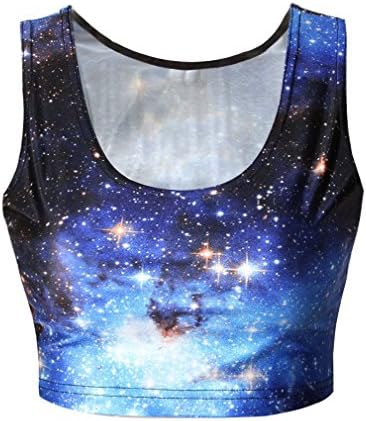 Snlydtan Womens Girls Lady Galaxy Stars Two Way Wear Sleeveless Tanks Tops Blue