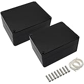 LeMotech ABS Plastic Electrical Project Case Power Junction Box, Project Box Black 4.5" x 3.5" x 2.2" (115 x 90 x 55 mm)(Pack