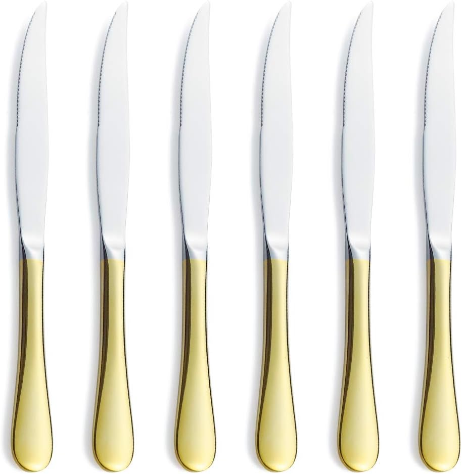 High End Steak Knives Set 6 Piece Heavy Duty Stainless