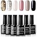 Gellen UV Gel Nail Polish 6 Colors Set - Golden Silver Sparkle White Shimmering Pure Gray Black