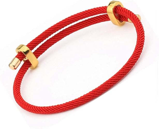 VVHN Novelty Bracelets Titanium Steel Bangle Men's and Women's Red Cord