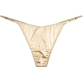FEELITS 100% Mulberry Silk Thongs for Women, V-Front & Adjustable Ties, Sexy Silk Satin G-String Panties, Cheeky T-back