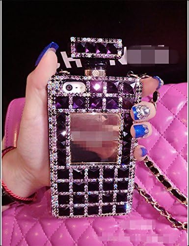 Sasa(TM) iPhone 7plus Case,3D Handmade Luxury Elegant Bling Diamond Crystal Perfume Bottle Shaped Chain Handbag Case Cover for iPhone 7 plus(5.5inch) (Purple)