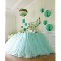 Originals Group Tutu Table Skirt, Mint Tulle Tutu Table Skirt Decor, Birthday Event Wedding Party Decoration (Mint)