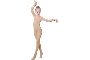Daydance Nude Kids Girls Base Layers Set Tan Active Undergarments for Dance, Ballet, Gymnastics, Performance in Winter