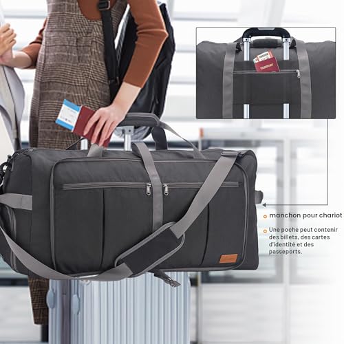 Upeelife Foldable Travel Bag, 125L, Large Travel Bag for Women, Men, Sports, Waterproof, Weekend Bag with Shoe Compartment and Wet Pocket