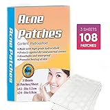 Hydrocolloid Acne Pimple Zit Patch - Jumbo pack 108 Patches Scar Free Blemish Spot Cover Treatment Solution Quick Healing Anti Acne Patches, Acne Absorbing Spot Dot for all Skin Types Absorbing Cover