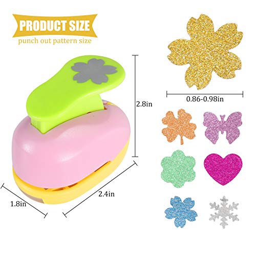 6 Pack Paper Craft Holes Punch Set 1 inch Kids Paper Puncher Hole