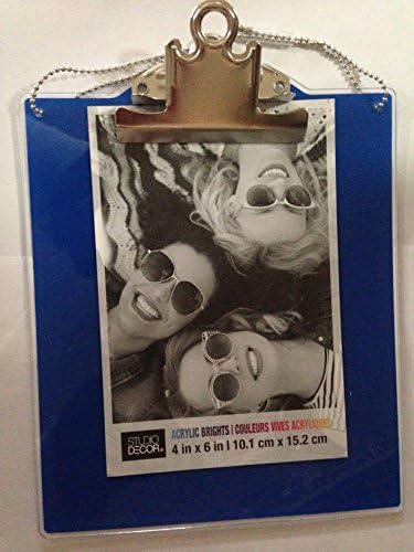 Acrylic blue clipboard 4" x 6" with wall hanging chain