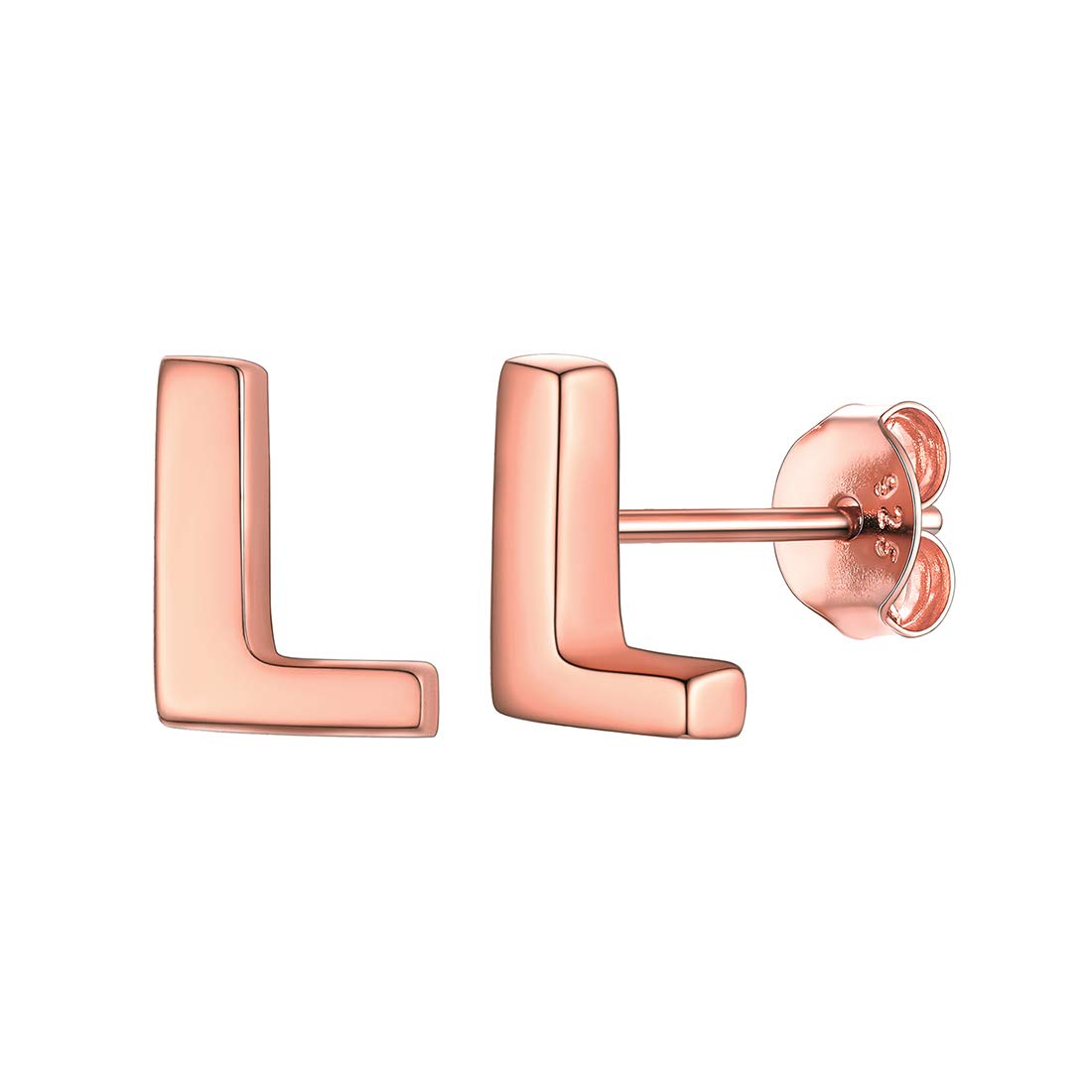 ChicSilver Rose Gold Initial L Stud Earrings for Women Tiny Studs Monogram Alphabet Jewelry