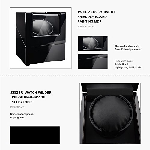 Zeiger Single Watch Winder for Large Watch Box Case with Quiet Automatic Japanese Mabuchi Motor Piano Paint s003