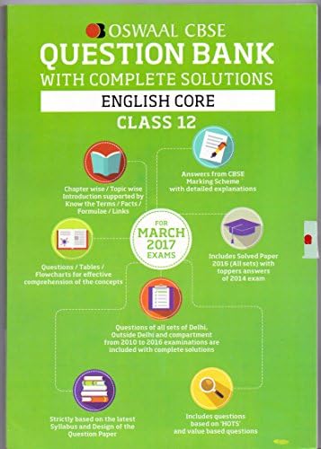 Oswaal CBSE Question Bank With Chapter wise Solutions for Class 12 English Core