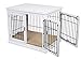 Internet’s Best Decorative Dog Kennel with Pet Bed | Double Door | Wooden Wire Dog House | Large Indoor Pet Crate Side Table | Whitethumb 3