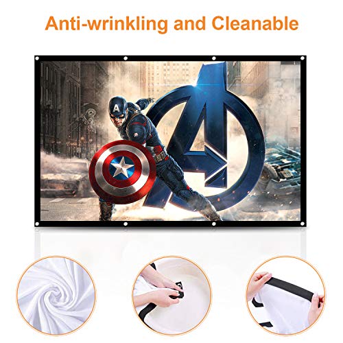 Projector Screen - 120 inch Indoor Outdoor Projection Screen - 16:9 HD Foldable Anti-Crease Portable Projector Movie Screen for Movie, Home Theater, Gaming, Office (120inch New)