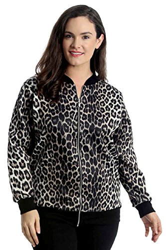 plus size leopard bomber jacket