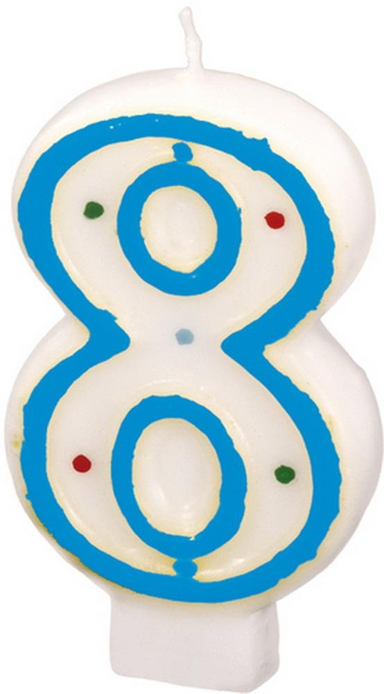 Amscan – 550288 – Number 8 Candle Polka Dots, Assorted Colors