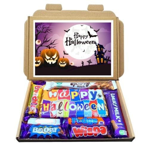 Happy Halloween Chocolate Hamper Sweet Box, Present for Scary Night, Trick or Treat, Chocolate Bar, Letter box Friendly