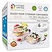 Glass Food Storage 2-Compartment Containers - Divided Meal Prep Lunch Boxes - 3-Pack - Microwave, Freezer, Dishwasher Safe - Airtight Lids, Portion Control Set, 3 x 32 Oz