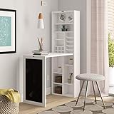 Utopia Alley Collapsible Fold Down Desk Table/Wall Cabinet with Chalkboard and Bottom Shelf, White