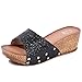 Alexis Leroy Women Comfortable Fashion Wedge Glitter Sequins Sandals Shoes