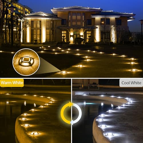 Quntis Solar Lights Outdoor Garden Aluminium, IP68 Waterproof, Spotlight, LED Outdoor Solar Spotlight, Cool / Warm White, Powerful Solar Light for Paths Pool Stairs Sidewalk (4 Pieces