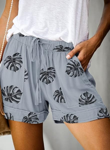 DOKOTOO WOMENS SHORTS FASHION RUNNING SUMMER COMFY DRAWSTRING CASUAL TIE WAIST SOFT HIGH WAISTED BEACH POCKETED SHORTS FOR WOMEN GREY LARGE