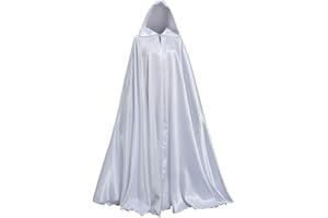 BPURB Cruella Cloak Women's Wedding Hooded Cape Full Length Bridal Cloak Satin Cape Cosplay Costume 53.5 inch