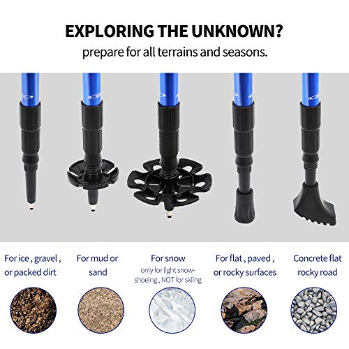 Green Light Trekking Poles 2 Pack Portable Folding Hiking Stick Cane Alpenstock Lightweight Aluminum Alloy Shock Absorbent EVA Anti-Skid Sweat Sbsorbent Handle (Lake Blue)- 1 Pair - Thumbnail 2