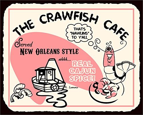 Crawfish Cafe Vintage Metal Art Beach Seafood Diner Retro Tin Sign