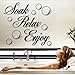 Newsee Decals Soak Relax Enjoy PVC Wall Sticker Decal Home Bathroom Background Decor Removable Black