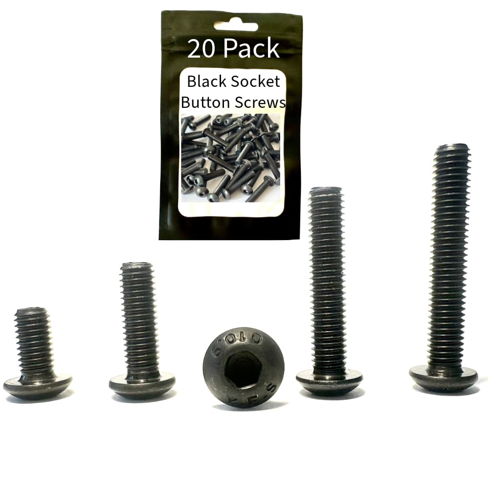 M6 x 30mm - Black Socket Button - Dome Head - Hex Allen Key Screw Bolts - Perfect for Machinary, Electrical Devices, Furniture, Fixtures, Indoor & Outdoor DIY Projects - 20 Pack