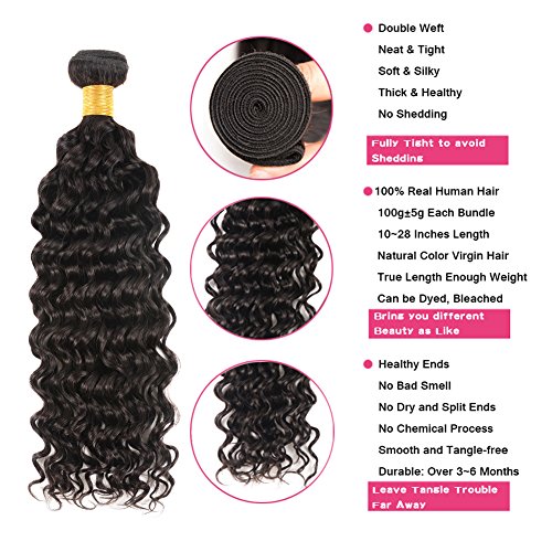 Huarisi Peruvian Hair Bundles Deep Wave With Frontal 8a