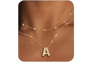 PANSHI 𝐂𝐡𝐫𝐢𝐬𝐭𝐦𝐚𝐬 𝐆𝐢𝐟𝐭𝐬 Stocking Stuffers for Teens Girlfriend Teenage Women, Gold Initial Necklaces Teen Gifts Trendy Layered Bubble Letter Necklace Jewelry Birthday Gifts