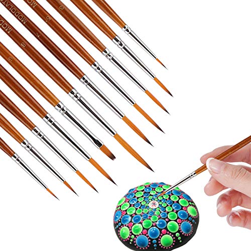 Miniature Model Paint Brush Set - 11 Pieces Fine Detail Painting Brushes for Art Painting - Acrylic, Watercolor, Gouache, Oil - Airplane Kits, Ceramic, Warhammer 40k